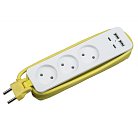 Розеточные блоки, удлинители Uniel S-CT3-1,8UC WHITE/GREEN Travel