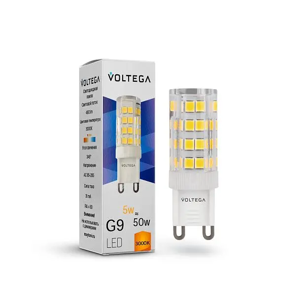 Светодиодная лампа Voltega 7185 Simple Capsule 5W 3000K G9 VG9-K3G9warm5W