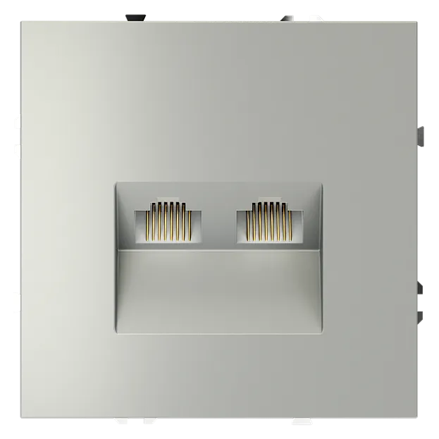 Розетка компьютерная встраиваемая  Voltum VLS060205 S70 двойная RJ45+RJ45 кат.6, (сталь)