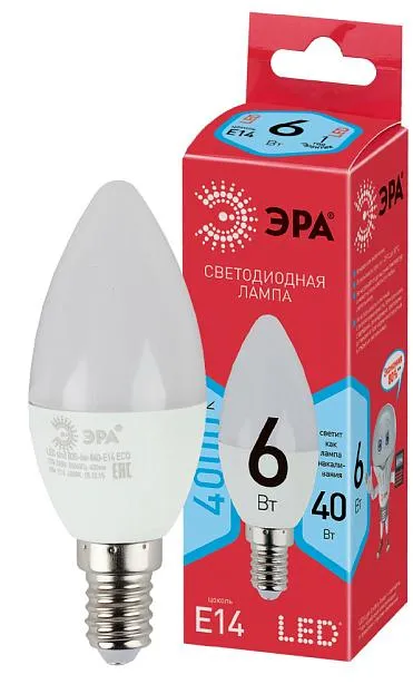 Лампочка светодиодная ЭРА ECO LED B35-6W-840-E14 R