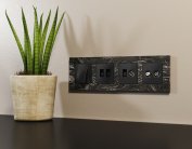 Комплект механизма компьютерной двойной розетки RJ-45 (8P8C) CAT6 с автоматической защитной шторкой ALFA Черный матовый Volt MA812110 QUANT