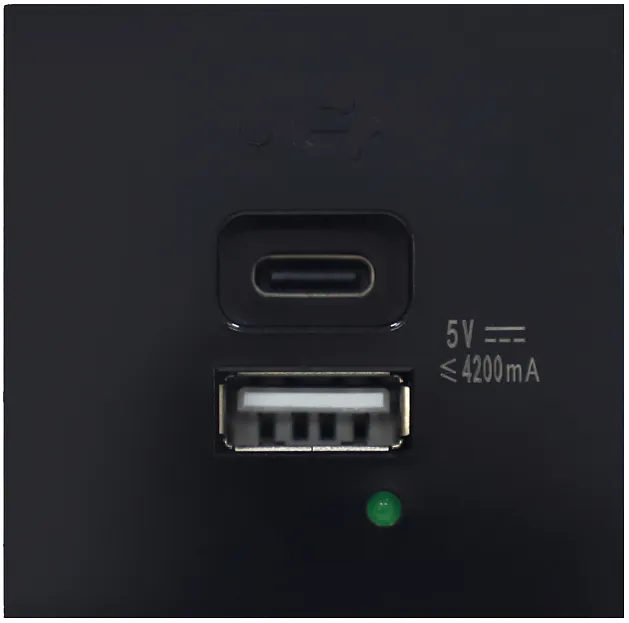 USB зарядное устройство, 4.2A , Type A + C, 2 мод., черн. Donel DUSB4200ANCF 45х45 USB зарядное устройство, 4.2A , Type A + C, 2 мод., черн. Donel DUSB4200ANCF 45х45