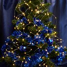 Светодиодная гирлянда 2м + 1м теплый белыйстатичная с питанием от батареек прозрачный шнур Feron 32985 CL53