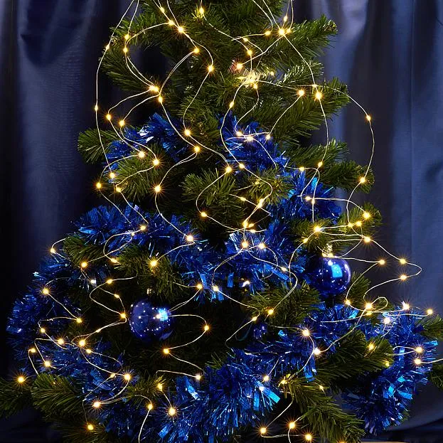 Светодиодная гирлянда 2м + 1м теплый белыйстатичная с питанием от батареек прозрачный шнур Feron 32985 CL53