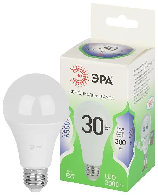 Лампочка светодиодная ЭРА LED A65-30W-865-E27 GL