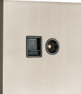 Комбинированая розетка TV + RJ45 (двойная) cat.6/ClassE, никель, Donel DT306NB N96