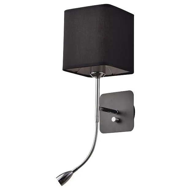 Бра 1х12W (led) E27 + LED 3W 240LM 3000K ХРОМ/ЧЕРНЫЙ Lightstar 766627 Flop