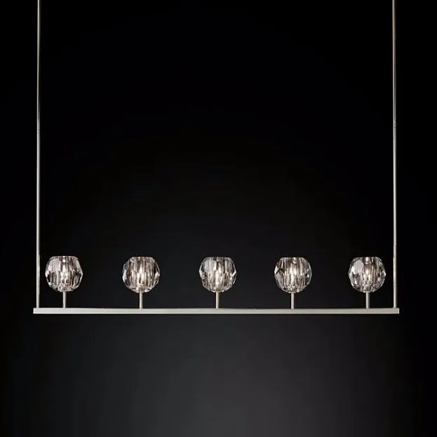 Люстра RH Boule De Cristal Linear Chandelier 5 Nickel ImperiumLoft 240205-22 40,1221