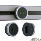 Трековая розетка, 2.1A 250V Arte Milano 380066TS LED/USBx2 Grey Am
