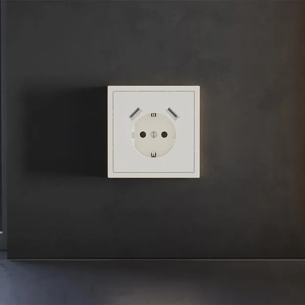 Накладка для розетки с заземлением и защитными шторками, с USB A+A, (хлопок) Voltum VLS000913 S70