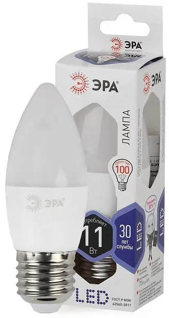 Лампочка светодиодная ЭРА LED B35-11W-860-E27