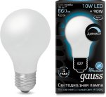 Лампа светодиодная диммируемая Gauss 102202210-D E27 10W 4100К матовая