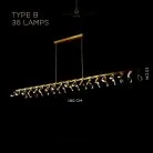 Реечный, рядный светильник GLORIOLE UP DOWN LINE Тип B (Кристаллы — Вниз). 36 LED. Lampatron gloriole-up-down-line-b-36 9126-25982