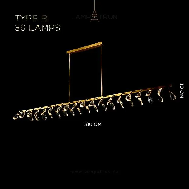 Реечный, рядный светильник GLORIOLE UP DOWN LINE Тип B (Кристаллы — Вниз). 36 LED. Lampatron gloriole-up-down-line-b-36 9126-25982 Реечный, рядный светильник GLORIOLE UP DOWN LINE Тип B (Кристаллы — Вниз). 36 LED. Lampatron gloriole-up-down-line-b-36 9126-25982