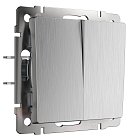 Выключатель двухклавишный Werkel W1120009 (cеребряный рифленый) a051355