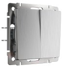 Выключатель двухклавишный Werkel W1120009 (cеребряный рифленый) a051355