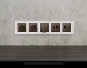 Комплект механизма компьютерной двойной розетки RJ-45 (8P8C) CAT6 с автоматической защитной шторкой ALFA Темная бронза матовый Volt MA642110 QUANT