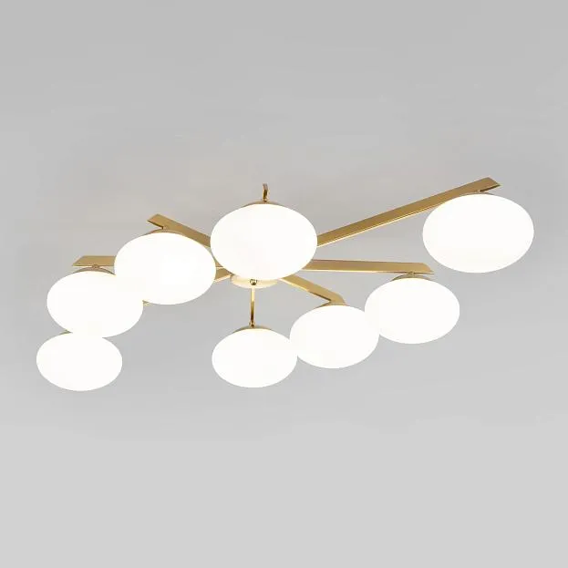 Потолочный светильник со стеклянными плафонами Eurosvet 70220/8 латунь a065768 Opaline