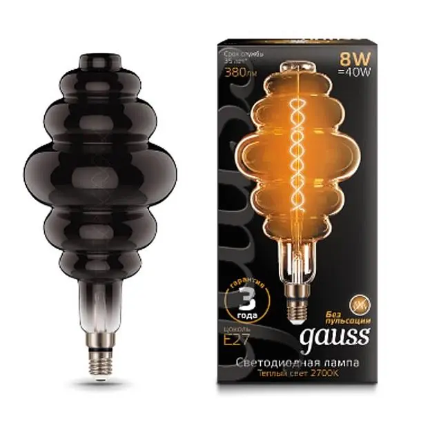 Лампа Gauss 159802008 E27 8W 2700K серая Loft