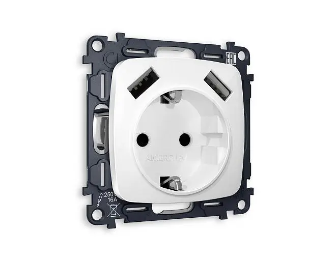 Комплект механизма электрической розетки OMEGA с usb Ambrella Volt MO109010 QUANT Комплект механизма электрической розетки OMEGA с usb Ambrella Volt MO109010 QUANT