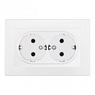 Розетка двойная с заземлением и шторками белая с рамкой Arte Milano SET06-double-40-2 white