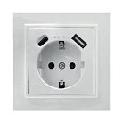 Розетка 1-местная  Stekker 50076, PST16-9016-01, 250В, 2.1А с USB+ type C, серия Эрна, белый