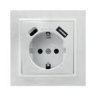 Розетка 1-местная  Stekker 50076, PST16-9016-01, 250В, 2.1А с USB+ type C, серия Эрна, белый