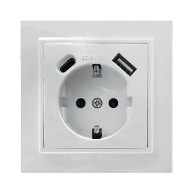 Розетка 1-местная Stekker 50076, PST16-9016-01, 250В, 2.1А с USB+ type C, серия Эрна, белый Розетка 1-местная Stekker 50076, PST16-9016-01, 250В, 2.1А с USB+ type C, серия Эрна, белый