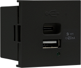 USB зарядное устройство, 4.2A , Type A + C, 2 мод., черн. матовая Donel DUSB4200ANF 45х45