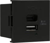 USB зарядное устройство, 4.2A , Type A + C, 2 мод., черн. матовая Donel DUSB4200ANF 45х45