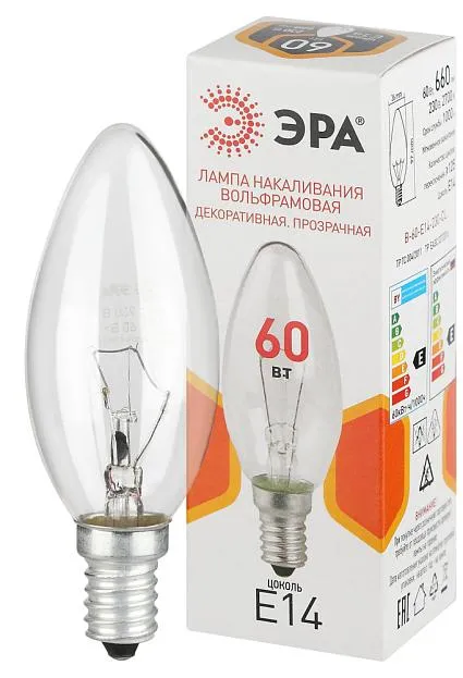 Лампочка накаливания ЭРА B-60-E14-230-CL