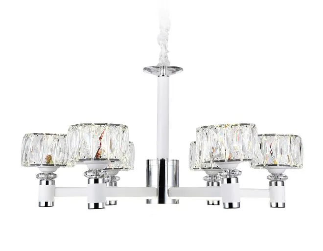 Подвесная светодиодная люстра белый/хром 120W D730*370 (Без ПДУ) Ambrella light TR4518/6 WH/CH