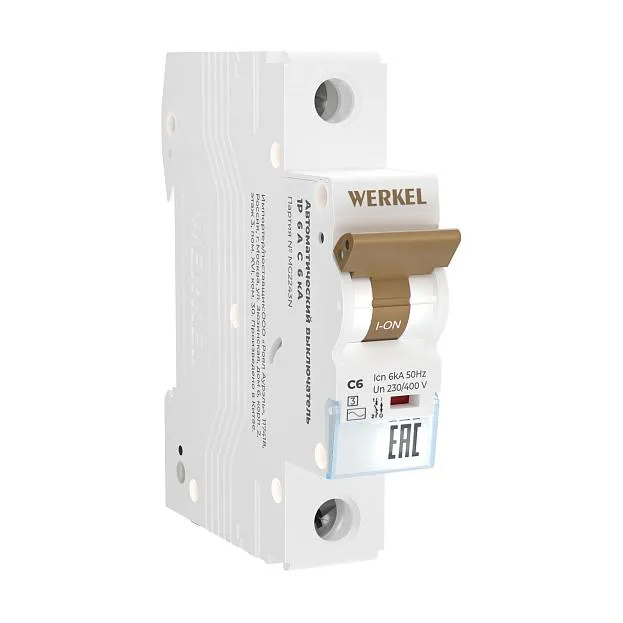 Автоматический выключатель Werkel W901P066 1P 6 A C кА a062533 Автоматический выключатель Werkel W901P066 1P 6 A C кА a062533