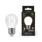 Лампа Gauss 105202105 филаментная E27 5W 2700К шар матовый Filament Globe