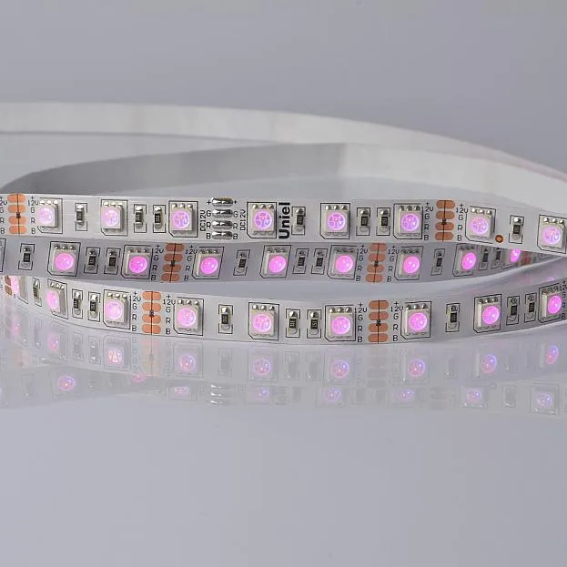 Светодиодная лента Uniel ULS-5050-60LED/m-10mm-IP20-DC24V-14,4W/m-5M-RGB катушка в герметичной упаковке Светодиодная лента Uniel ULS-5050-60LED/m-10mm-IP20-DC24V-14,4W/m-5M-RGB катушка в герметичной упаковке