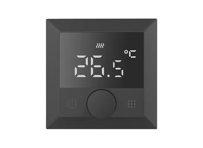 Термостат с датчиком пола, программируемый, 16 A, 55*55 мм.черный, ручка настройки Donel DTEF16BA Европа Термостат с датчиком пола, программируемый, 16 A, 55*55 мм.черный, ручка настройки Donel DTEF16BA Европа