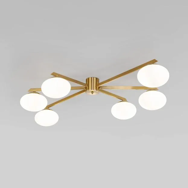 Потолочный светильник со стеклянными плафонами Eurosvet 70220/6 латунь a065766 Opaline
