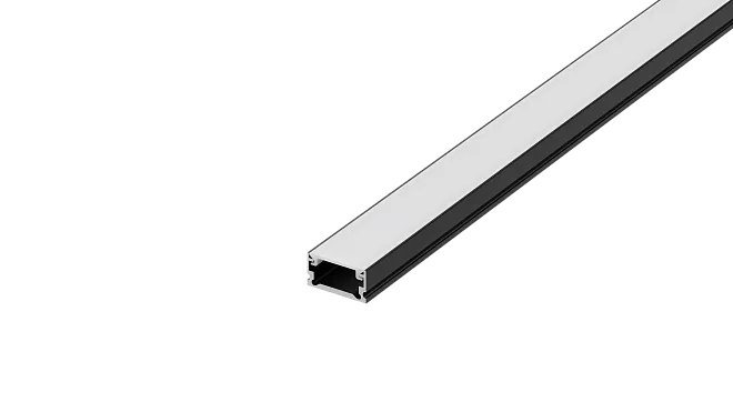 Накладной алюминиевый профиль, 13,2х7х2000мм. В комплекте матовый экран, 4 торцевые заглушки, 4 крепежа, черный Donel DN18C1307B2Set DN18