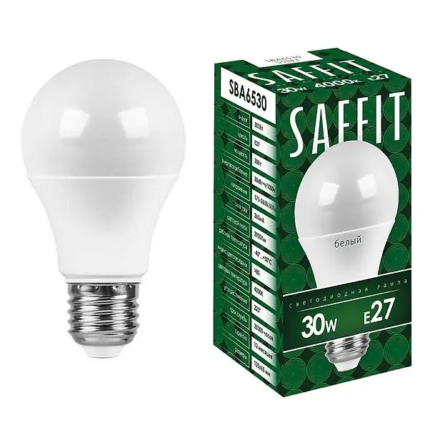 Лампа светодиодная Saffit 55184 E27 30W 6400K матовая SBA6530 Лампа светодиодная Saffit 55184 E27 30W 6400K матовая SBA6530