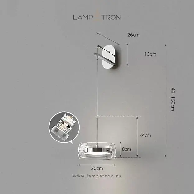 Бра SCOTT WALL Цвет хром + прозрачный Lampatron 8633-24116 Бра SCOTT WALL Цвет хром + прозрачный Lampatron 8633-24116