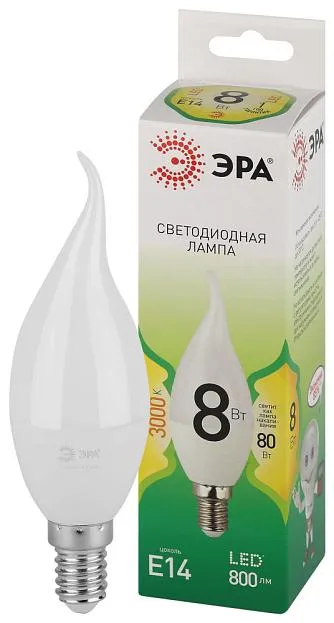 Лампочка светодиодная ЭРА LED BXS-8W-830-E14 GL