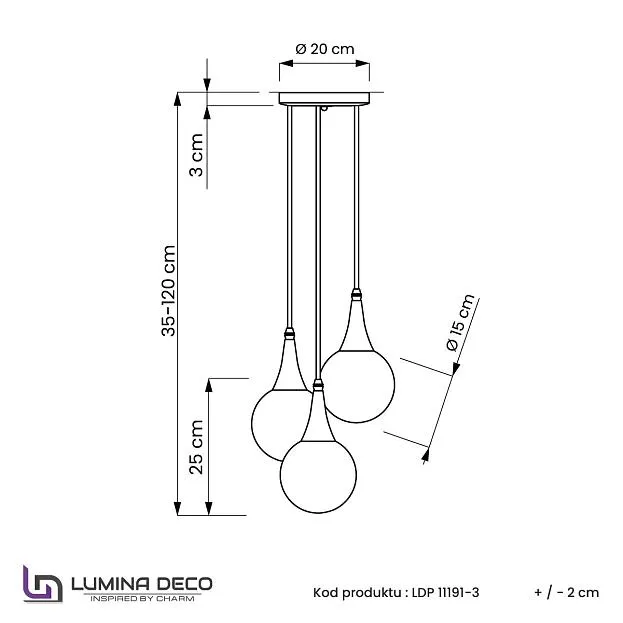 Подвесной светильник Lumina Deco LDP 11191-3 BK Rocherro