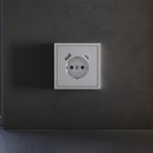 Накладка для розетки с заземлением и защитными шторками, с USB A+C, (серый) Voltum VLS001016 S70