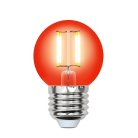 Лампочка светодиодная Uniel LED-G45-5W/RED/E27 GLA02RD картон