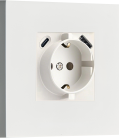 Розетка Schuko с зарядным устройством USB A+C, с защитными шторками, белый, Donel DT155WH N96