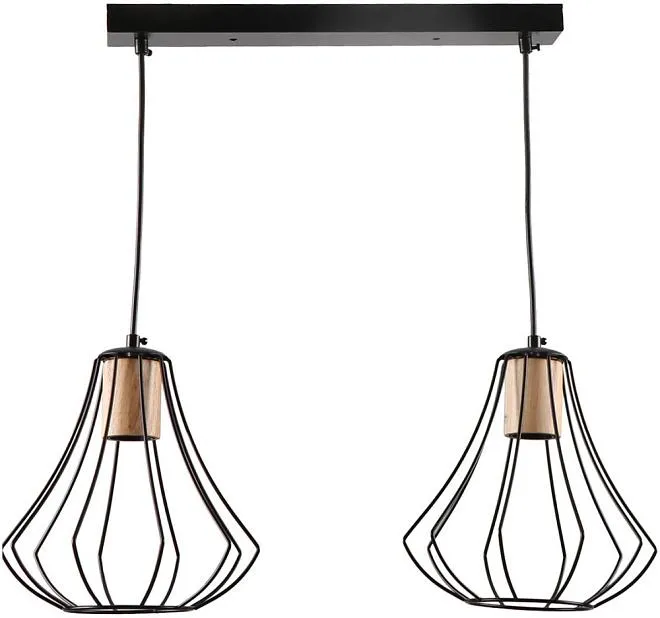 Подвесной cветильник Imex MD.9050-2-P-BK+WOOD Подвесной cветильник Imex MD.9050-2-P-BK+WOOD