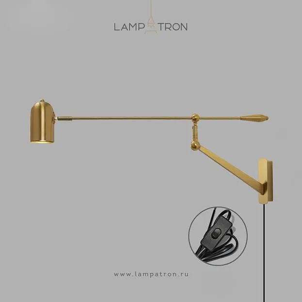 Бра ALEX Цвет Латунь. Выключатель на проводе Lampatron 6355-23521 Бра ALEX Цвет Латунь. Выключатель на проводе Lampatron 6355-23521