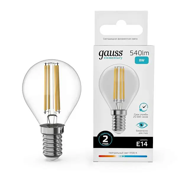 Светодиодная филаментная лампа Gauss 52128 FILAMENT ELEMENTARY Светодиодная филаментная лампа Gauss 52128 FILAMENT ELEMENTARY