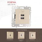 Розетка USB 2.1А+1А Arte Milano 203.46-1.shampan am