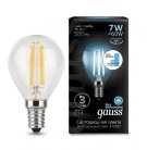Лампа Gauss 105801207-S E14 7W 4100K прозрачная